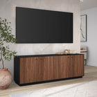 Hudson&Canal - Meuble TV rectangulaire Lillian pour téléviseurs jusqu'à 75 pouces, finition noyer noir veiné/satiné-Nettoyer avec un chiffon doux et sec, sans produits chimiques agressifs ni produits de nettoyage abrasifs