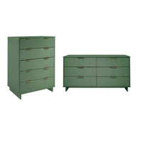 Manhattan Comfort - Granville commode moderne et double commode - vert sauge - ensemble de 2-Commode de chambre moderne-contemporaine avec une touche de glamour comprenant 1 chiffonnier et 1 commode double