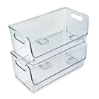 Azar - Petit bac de rangement large empilable pour garde-manger - 5 po x 12,87 po x 5,5 po - Transparent - Paquet de 4-Construction transparente avec poignées intégrées