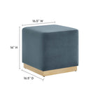 Modway - Tilden Velous de performance carré 17" Rembourré Ottoman - Cadet Blue Natural-Tissu résistant aux taches