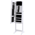HOMCOM - Armoire à bijoux avec miroir autoportante - 11,75 po L x 57,5 po l x 14,25 po H - blanc-Armoire à bijoux autoportante avec support, idéale pour le salon, la chambre, la salle de bain, etc. 
