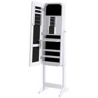 HOMCOM - Armoire à bijoux avec miroir autoportante - 11,75 po L x 57,5 po l x 14,25 po H - blanc-Armoire à bijoux autoportante avec support, idéale pour le salon, la chambre, la salle de bain, etc. 