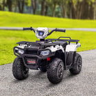 Aosom - VTT enfant 12 V à batterie avec musique, lumières LED et pneus à crampons - Blanc-Roues texturées pour une meilleure traction 