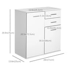HOMCOM - Buffet haute brillance 28 po L avec 2 tiroirs et 2 portes - blanc haute brillance-1 étagère réglable dans l’armoire de gauche pour différents besoins 
