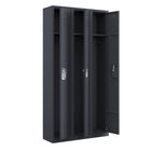 Ceha - Série RH, batterie de 3, casier 1 niveau avec aérations à persiennes, poignée encastrée - gris graphite-Rangement sécurisé avec ventilation avant à fentes améliorée