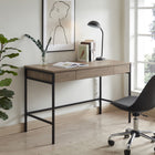 Hudson&Canal - Bureau Evans 48" - Chêne gris vieilli-Fabriqué à partir d'acier robuste et de matériaux MDF durables dans une finition chêne gris vieilli