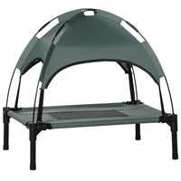PawHut - Lit pour animaux surélevé rafraîchissant avec auvent pour petits chiens - 25 po L x 18 po l x 24 po H - gris-Surélevé du sol pour plus de confort et permettre la circulation de l'air de tous les côtés 