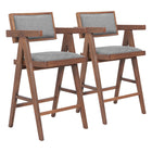 Zuo - Delhi Tabouret de comptoir - Gris/Noyer - Ensemble de 2-Support d’accoudoirs