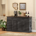HOMCOM - Buffet 55,1 po L avec station de charge - grain de bois noir-Plateau et base solide de 1 po/2,5 cm supportant jusqu’à 190 lb/86 kg, avec kits anti-basculement pour plus de sécurité 