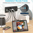 Huntkey - Parasurtenseur multiprise avec 12 prises et 3 ports USB (2 USB-A et 1 USB-C à charge rapide 20 W), cordon de 6 pi avec fiche plate - noir-6