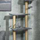 PawHut - arbre à chat du sol au plafond, hauteur réglable 90,5 po - 98,5 po - gris-Structure en panneaux de particules solides et accessoires anti-basculement garantissant que l'arbre à chat reste solide et stable. 
