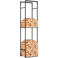Outsunny - Porte-bûches extérieur- support à bûches robuste avec étagère réglable-Personnalisez la position de l'étagère en haut, au milieu ou en bas selon vos besoins de rangement 