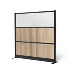 Luxor - Mur modulaire 70 x 70 - Lattes de bois et acrylique givré dans un cadre noir-Crée une intimité semi-permanente dans les espaces partagés