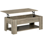 HOMCOM - Table basse relevable avec compartiment de rangement caché et étagère - gris-Table basse relevable avec espace de rangement caché pour stocker vos objets domestiques