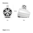 SoundExtreme - ET08 ExtremeTower Powersports - Ensemble de 2 haut-parleurs passifs câblés de 8 po, étanches à l’eau blanc-Spécifications: Impédance de sortie nominale à 3 ohms sur le woofer, 4 ohms sur le tweeter . plage de réponse de fréquence de 35 Hz à 21 Hz . puissance de sensibilité de 92 dB avec un réseau de liaison intégré à 2 voies