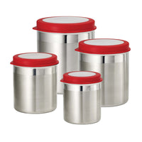 Tramontina - Ensemble de boîtes - Couvercles rouges - Ensemble de 4 pièces-Idéal pour conserver les aliments non périssables