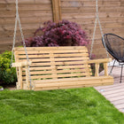 Outsunny - Balancelle 2 places avec porte-gobelet et chaînes pour jardin, naturel-Conception à deux places offrant de l’espace pour se détendre avec un ami ou profiter de beaucoup de place pour soi
