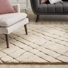 Modway - Jubilant Mémor Géométrique Abstrait de Vérone Tapis de 5 pi l x 8 pi L - Crème et beige-Dessous du tissu de jute adhéré