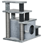 PawHut - Escalier pour chat à hauteur réglable avec poteau à griffer, marches pour animaux de compagnie pour canapé-Hauteur réglable : configuration à 3 ou 4 marches atteint la hauteur du lit ou du canapé 
