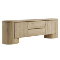 Modway - Duval Ovale de 71 pouces Armoire TV, Chêne clair-Armoire TV en mélange de bois de 71 pouces
