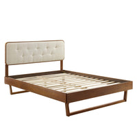Modway - Bridgette Bois Plate-lit complet avec cadre angulaire, Noyer beige-Cadre complet de plate-forme