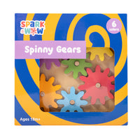 Spark & Wow - Engrenages rotatifs - Ensemble de 7-6 Couleurs Et 3 Tailles - Ce tableau d'engrenages en bois est livré avec 6 engrenages de couleurs différentes en 3 tailles. Insérez les engrenages sur les chevilles en bois et utilisez le plus grand engrenage pour faire tourner toutes les pièces