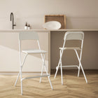 HOMCOM - Tabourets de bar pliants avec repose-pieds - blanc - paquet de 2-Dossier incurvé et repose-pieds offrant soutien et confort en position assise 
