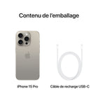 Apple - iPhone 15 Pro 6,1 po ecran Liquid Retina, 512 Go, Titane naturel, Bell et Virgin Plus-Garantie limitée d'un an du fabricant
