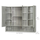 Kleankin - Armoire à pharmacie de salle de bain murale avec miroir - gris-Portes miroir pour se voir facilement lors de la préparation. Charnières à fermeture douce et sécurisée 