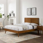 Modway - Marlee Bois Lit à plateforme complet avec pieds écartés, Noyer-Construction en bois, MDF et placage
