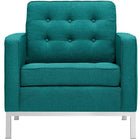 Modway - Loft Tissu rembourré Fauteuil - Sarcelle-Coussinets de pied non marqués