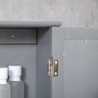 Kleankin - Armoire de salle de bain murale avec miroir et étagères - gris-Matériau : MDF, Verre 
