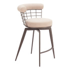 Zuo - Saku Swivel Tabouret de comptoir - Beige/Brun-Self centering return swivel mechanism