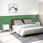 HOMCOM - Tables de chevet modernes avec 2 tiroirs et panneaux cannelés - blanc - lot de 2-Façades cannelées et accents dorés rehaussent l’attrait esthétique moderne 