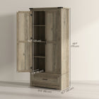HOMCOM - Armoire de rangement de cuisine haute 69 po avec étagères ajustables - gris-Trois charnières renforcent chaque porte d’armoire 