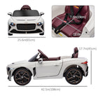Aosom - Bentley bacalar licensed, voiture électrique rc pour enfants, jouet à conduire pour tout-petits cadeau - blanc-Roues en PP pour une meilleure adhérence sur les terrains difficiles 