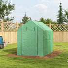 Outsunny - Serre de jardin à entrée directe avec 3 niveaux et 12 étagères, blanc-Porte zippée enroulable et trois fenêtres en maille pour un accès facile et une bonne ventilation  
