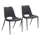 Zuo - Desi Chaise de salle à manger sans accoudoirs - Noir - Ensemble de 2-Assemblage requis