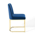 Modway - Amplify Base de traîneau Performance Velvet Fauteuil d’appoint de salle à manger - Marine d’or-Rembourrage en mousse dense
