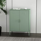Manhattan Comfort - Buffet d’appoint moderne Naomi 31,5 po - Vert-Comprend 2 portes métalliques standard avec aérations et poignées métalliques verticales
