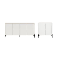 Manhattan Comfort - Ensemble de 2 buffets et meubles d’appoint modernes Abbey - érable et blanc cassé-Buffet moderne et meuble d’appoint pour salle à manger, salon et chambre à coucher, lot de 2