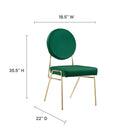 Modway - Craft Performance Velvet Fauteuil d’appoint de salle à manger - Vert Or-Revêtement en velours de performance