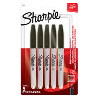 Sharpie - Marqueurs permanents − Pointe fine − Noir − Paquet de 5-Marqueurs permanents de style stylo avec pointes fines qui créent des lignes fines et précises