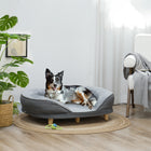 PawHut - Canapé pour animaux avec coussin amovible, patins antidérapants - gris-Les pieds en MDF et en bois de pin offrent une stabilité robuste 