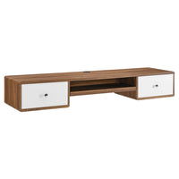 Modway - Transmit Fixation murale de 60" Bois Bureau - Blanc noyer-Bureau de bureau moderne du milieu du siècle