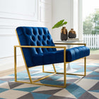 Modway - Bequest Acier inoxydable doré Performance Velvet Chaise d’accent - Marine-Cadre en acier inoxydable doré