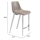 Zuo - Magnus Tabouret de comptoir - Brun/Silver - Ensemble de 2-7