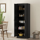 HOMCOM - Armoire de cuisine 5 niveaux avec étagères - noir-Fabriqué en panneau de particules revêtu de mélamine pour un entretien facile 
