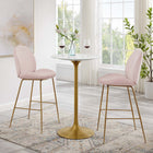 Modway - Lippa Rond de 28 po Faux marbre Bar Table, Or Blanc-Socle métallique résistant aux éclats