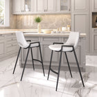 Zuo - Desi Tabouret de comptoir - Blanc - Ensemble de 2-Assemblage requis
